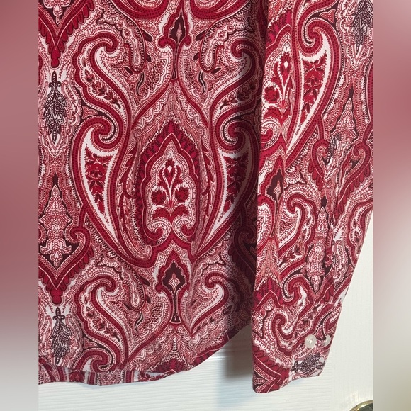 Express Men’s Long Sleeve Button-Down Shirt – Red Paisley Print – Size‎ Large - Picture 4 of 10